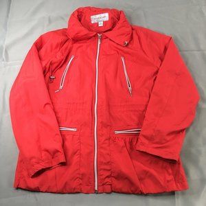 Alpine Tek Youth Kids Windbreaker Jacket Red Large 14/16 Full Zip Girls 0065
